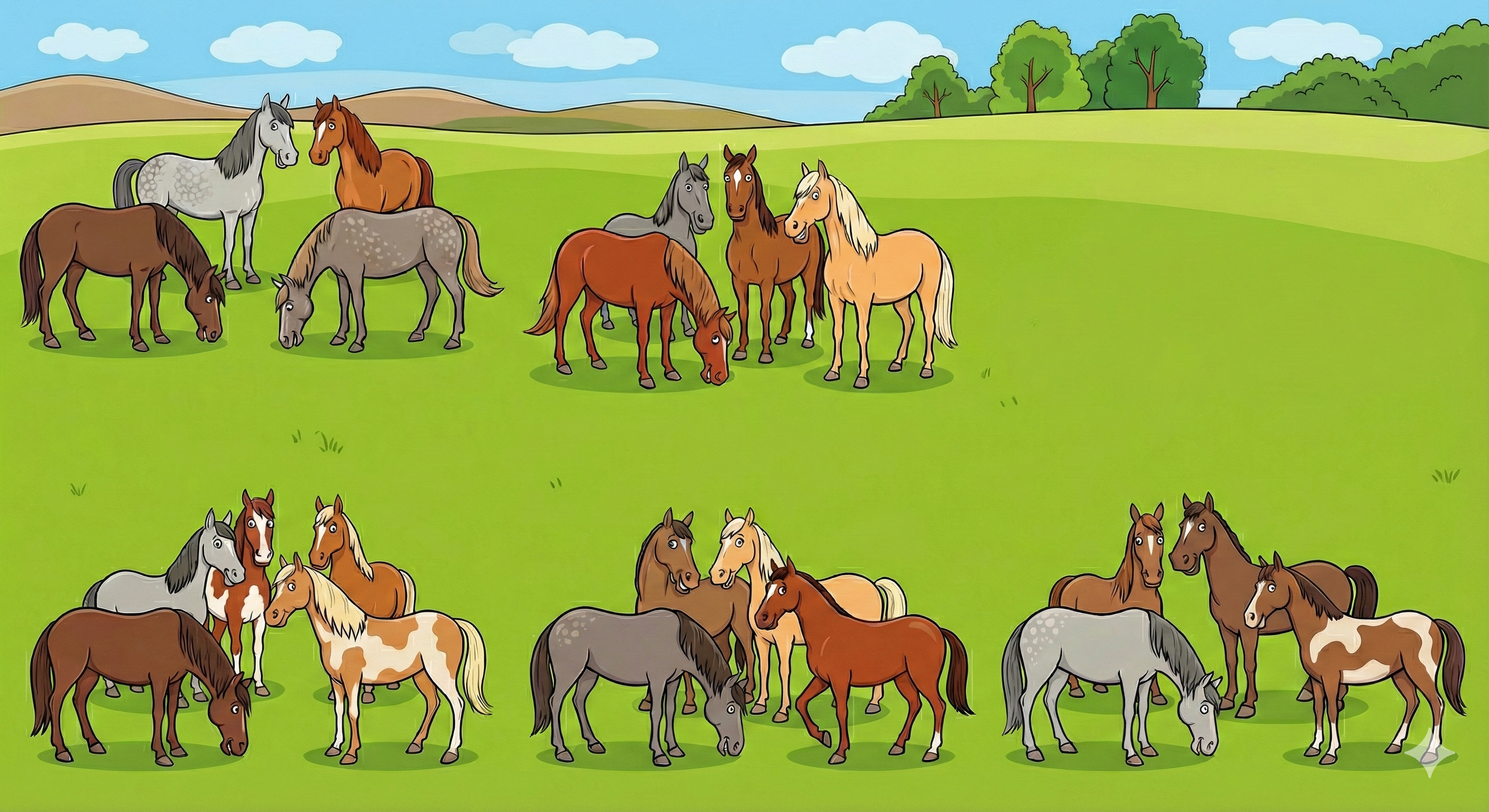 5 groups of 25 hourses